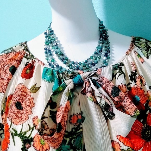 Sun and Moon Cream floral tunic top size S - Picture 4 of 8